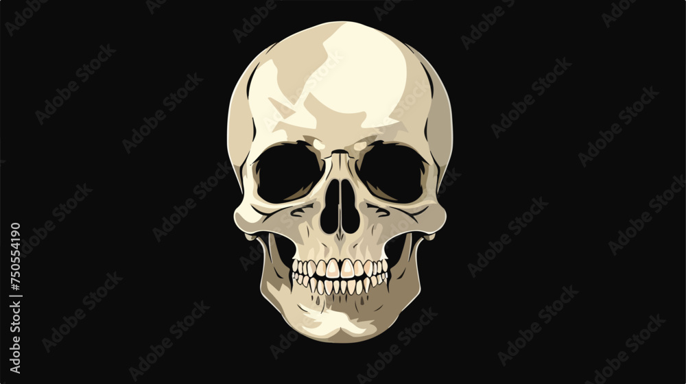 Flat style skull icon in isolated on black background.