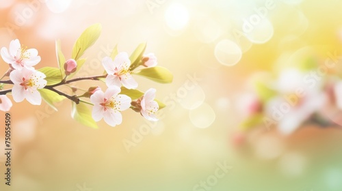 Delicate Spring Blossoms Basking in Soft Sunlight - A Serene Floral Symphony Generative AI © Gelpi