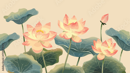 Flower lotus traditional oriental element decoration