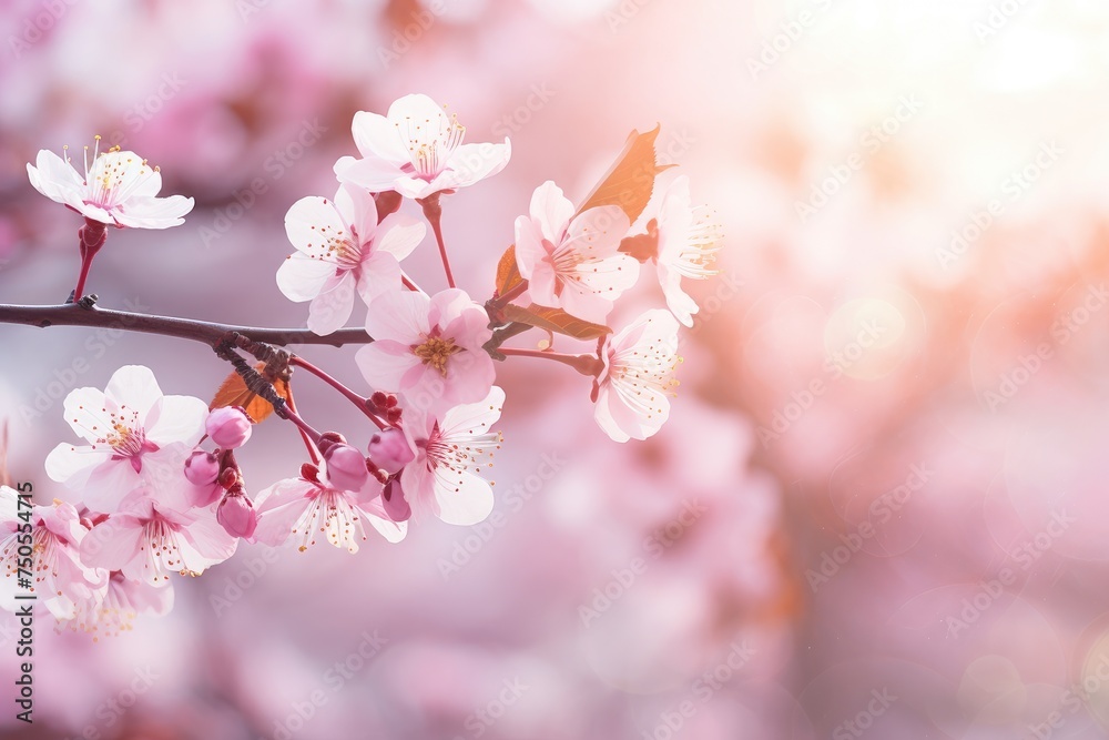 Blushing Cherry Blossoms in Spring's Soft Embrace - Delicate Floral Dream Generative AI Blushing Cherry Blossoms in Spring's Soft Embrace - Delicate Floral Dream Generative AI