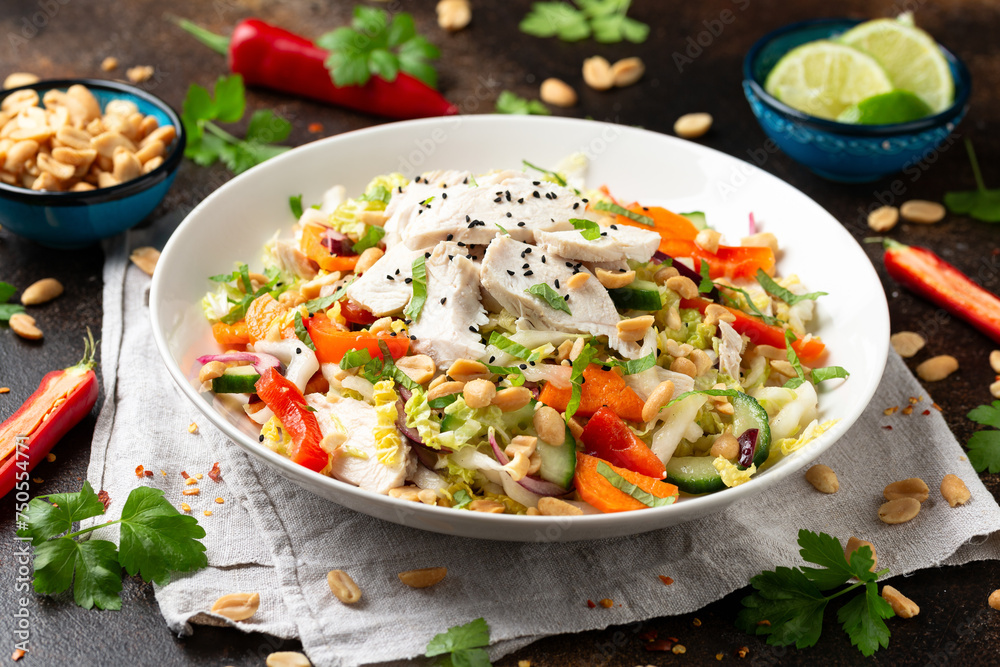 Healthy Vietnamese Chicken Salad with vegetables and peanuts Healthy Vietnamese Chicken Salad with vegetables and peanuts