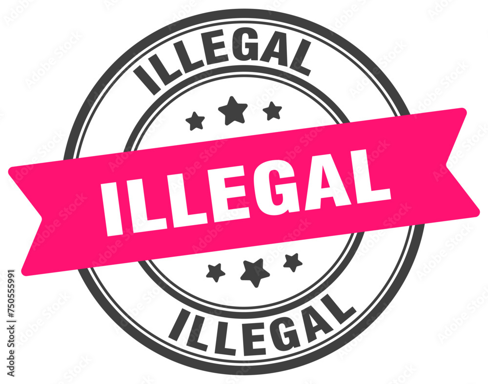 Fototapeta premium illegal stamp. illegal label on transparent background. round sign