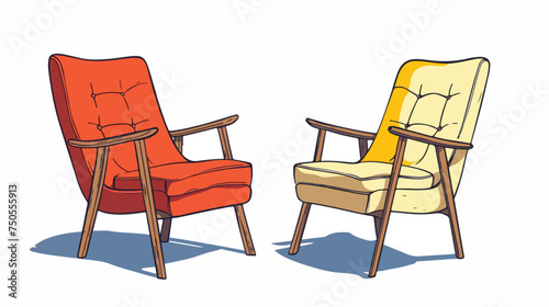 Color page chair line art Flat vector