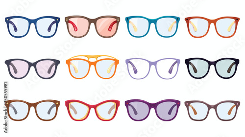 Colored isolated glasses isolated. Different shapes 