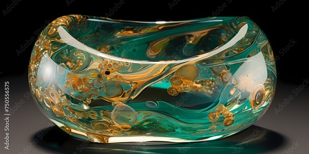 Swirls of emerald and topaz meld together, forming a luxurious and ...