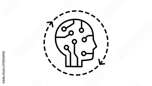 Icon set Ai technology 2d motion graphics black and white