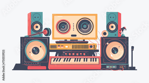 Hiphop music isolated concept vector . RAP music cla