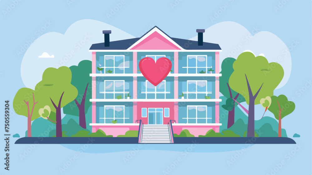 Hotel with heart Isolated flat vector Flat vector a