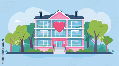 Hotel with heart Isolated flat vector Flat vector a