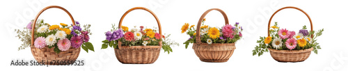 set of flower in baskets photo