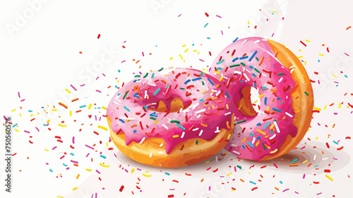 Donuts and colorful sprinkles Vector. icon Donuts on