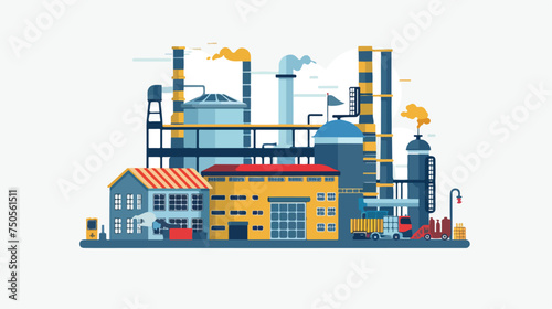 Factory or Industrial Building Flat Design style icon