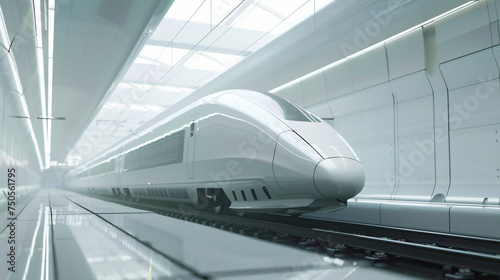 Digital high speed railway bullet train 3d rendering