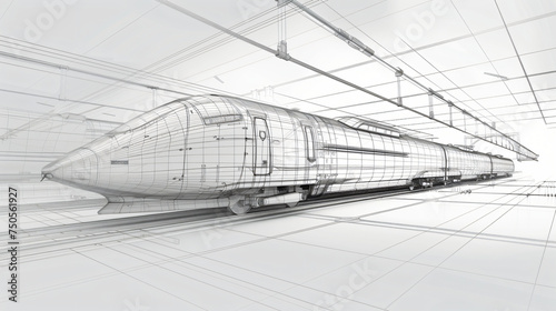 Digital high speed railway bullet train 3d rendering