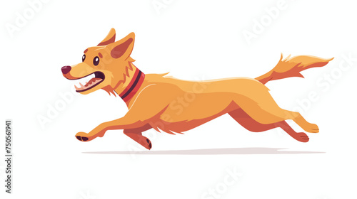 Fast dog movement. Side view of cartoon pet running
