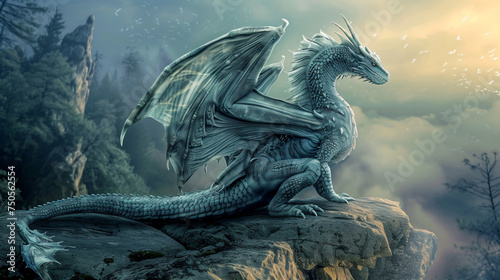 Dragon creature mystical ancient landscape © Cybonad