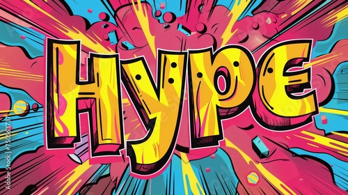 A Vibrant background with the word " Hype " on Abstract Graffiti pop style Typography commercial Background