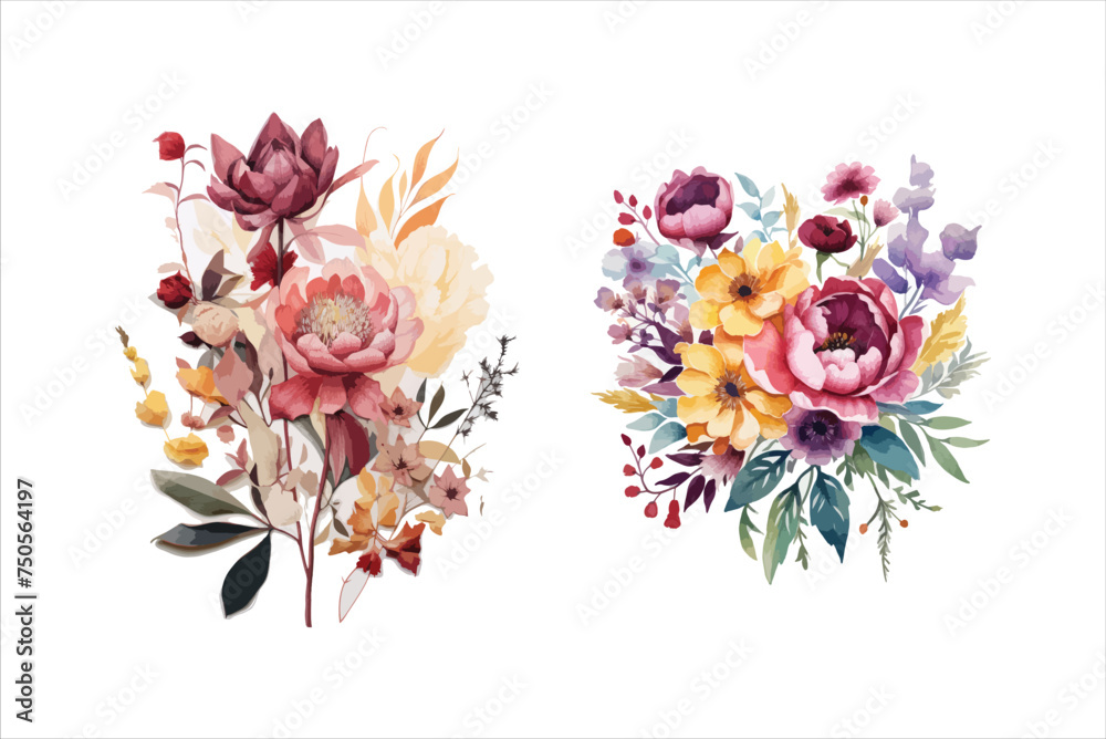 watercolor floral Vector design