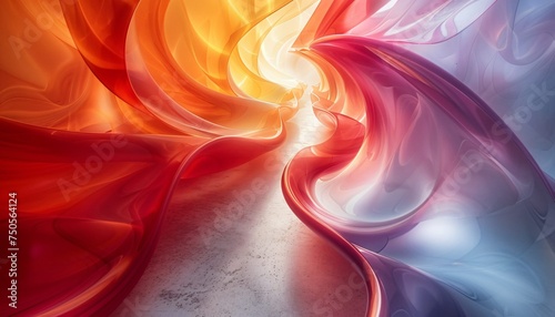 Abstract Swirls of Warm and Cool Hues in Harmonious Flow
