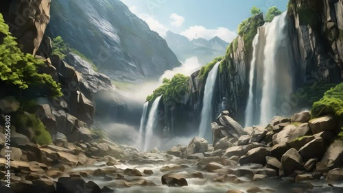 Majestic Waterfall Cascading Downwards Footage