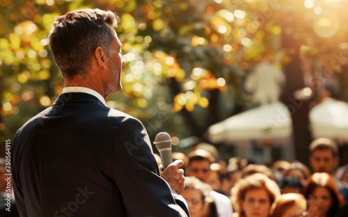 Male politician giving speech