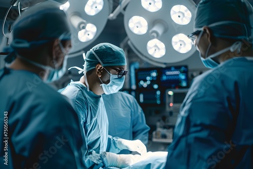 Surgeons Performing a Knee Operation in a Cinematic Operating Room