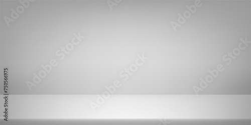 Empty Grey studio room wall background. Empty room with spotlight effect. Clean design for displaying product. Space for selling products on the website. Vector illustration.