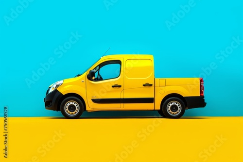 Side view mockup of small truck for transportation delivery services and logistics
