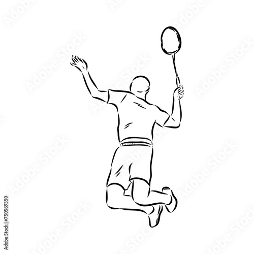 illustration of Badminton. Hand drawn.