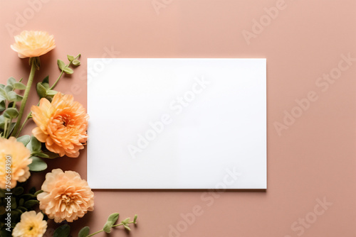 Mockup card birthday  wedding background. Card blank postcard. Mother s Day backdrop. International Women s Day.