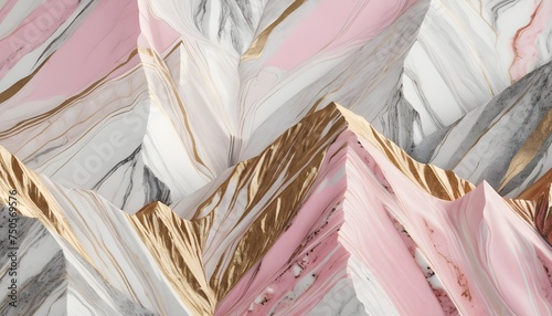 pink and gold abstract background, marble mountains photo