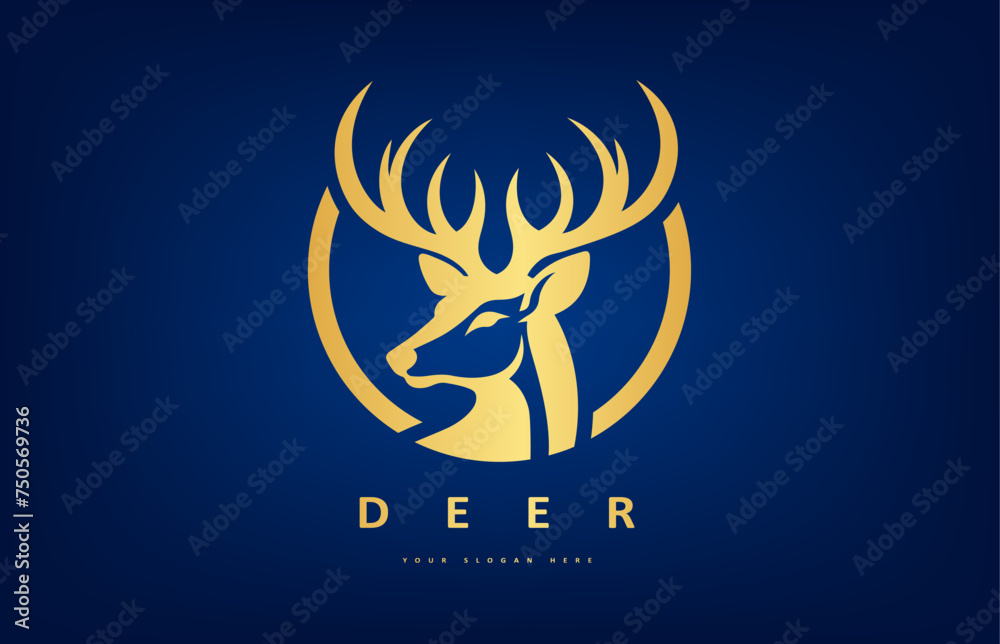 Deer head logo vector. Animal design.