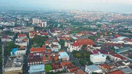 Kota Lama Semarang in the morning with clear sky, showing the colonial building that still exist until now.