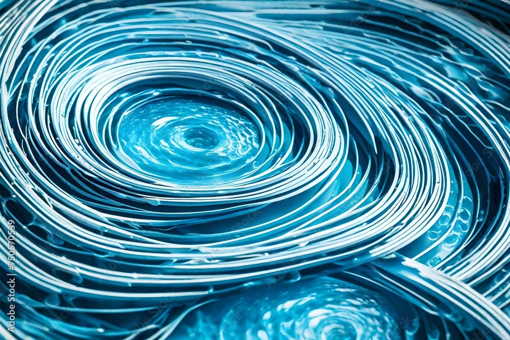 Top view Closeup blue water rings
