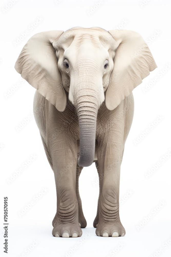 Fototapeta premium African Elephant Isolated, Big Africa Animal, Gray Elephant on White Background