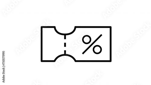 Ticket discount 2d motion graphics white isolated