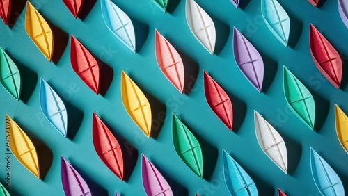 paper boats light blue surface