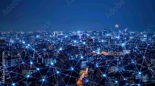 future of urban connectivity, where 5G technology powers seamless data transmission across smart cities #750573190