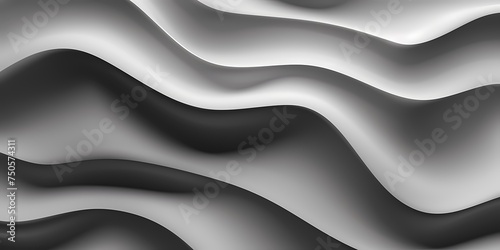 Subtle grayscale waves in 3D, their glossy surface catching hints of light, creating a sophisticated ambiance.