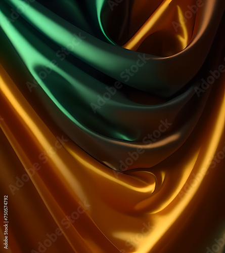 Tejido de seda brillante formando pliegues con apariencia lujosa y bellos colores