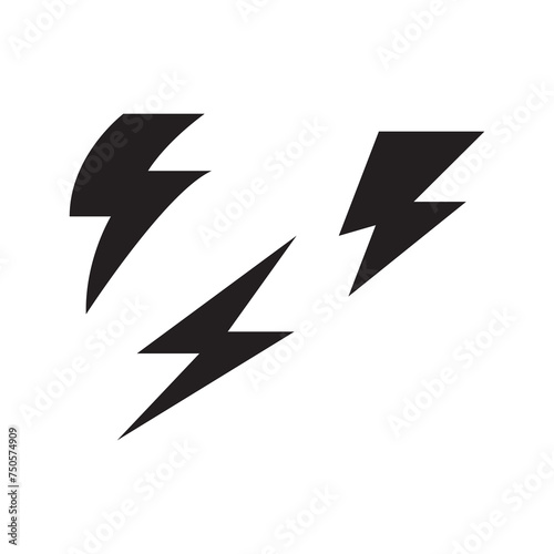 Lightning bolt icons set. Vector illustration isolated on white background.