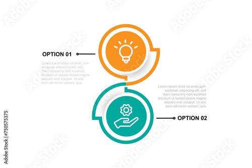 Infographic vector element with 2 step line connected suitable for web presentation and business information