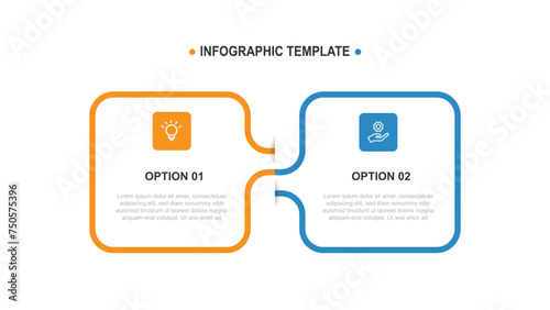 Timeline process infographic vector element with 2 step or option suitable for web presentation and business information