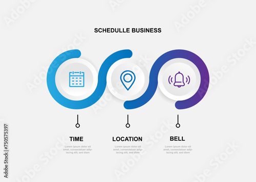 Business template infographic vector element with circle line connected and 3 step process or option photo