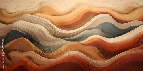 Subdued earth tones forming subtle 3D waves, exuding a sense of tranquility.