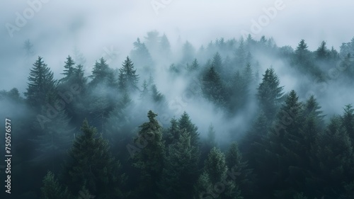 artificial intelligence generated image of a pine forest © Sndor