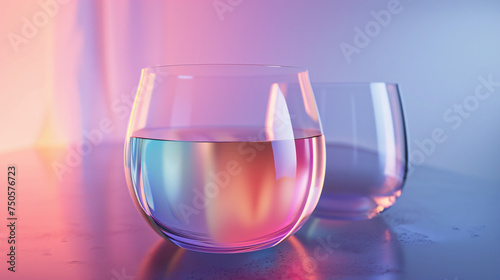 Transparent glass with gradient colors 3d rendering