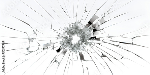 Shattered Transparency: Exploring a Bullet's Impact on White, Cracked laminated glass