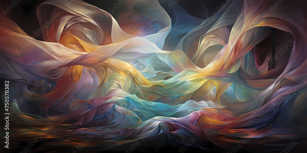 Ribbons of color dancing through a void of darkness, creating an ethereal tapestry. Ribbons of color dancing through a void of darkness, creating an ethereal tapestry.