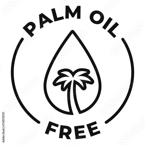 Palm oil free icon. No palm oil label. No allergen vector illustration for product packaging logo, sign, symbol or emblem isolated.